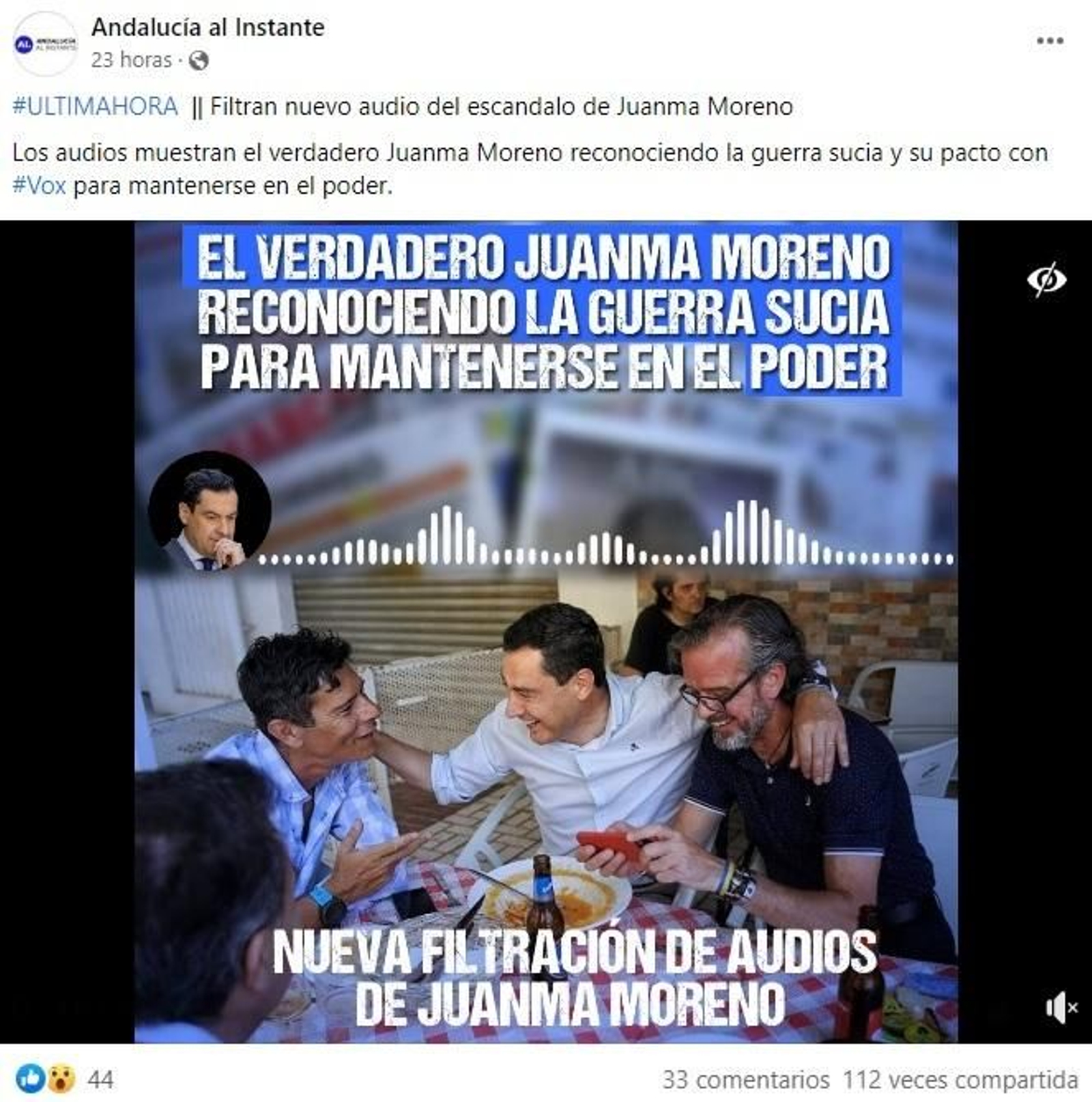 Audio falso difundido sobre el presidente de la Junta, Juanma Moreno.