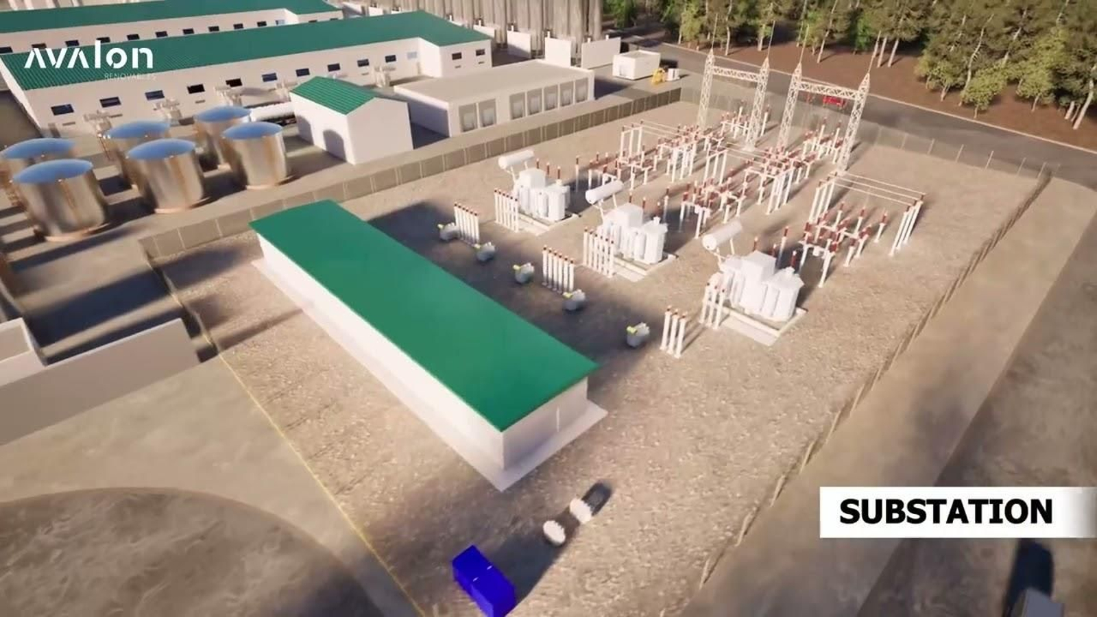 Recreación virtual de la futura planta de amoníaco verde de Avalon Renovables, en Los Barrios.