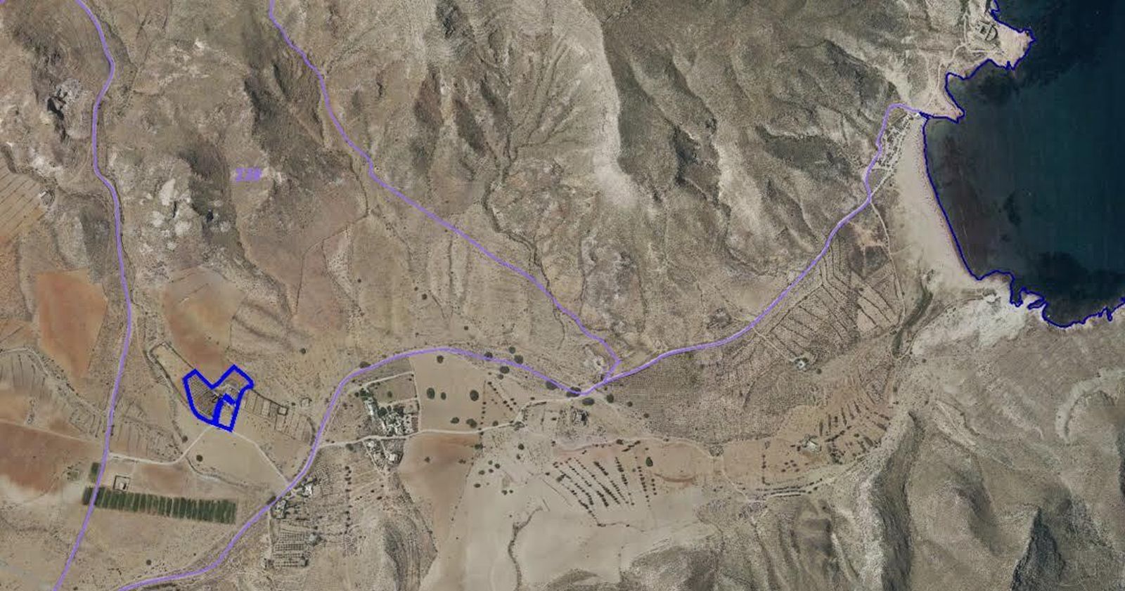 Plano de ubicación del futuro  hotel rural camino de El Playazo, en Rodalquilar