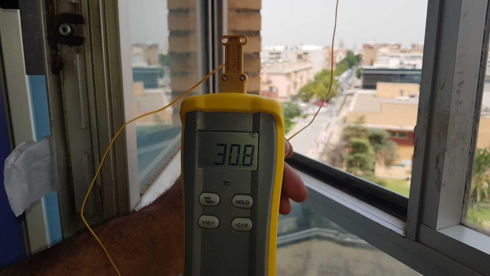 Temperatura registrada en una de las habitaciones del hospital.