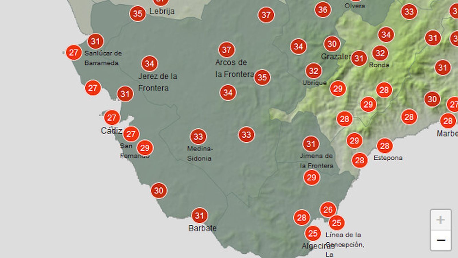 Temperaturas máximas para este lunes.