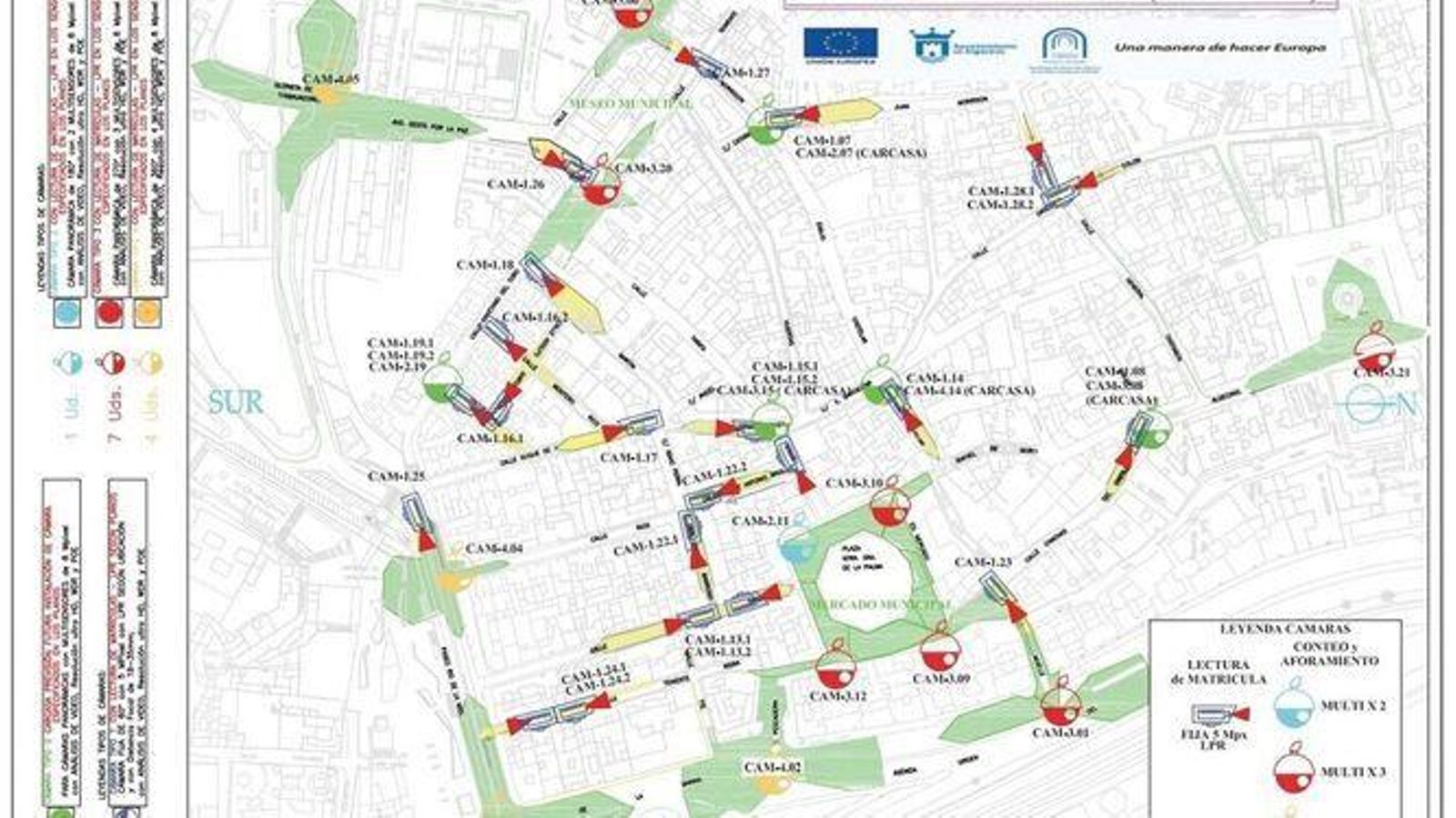 Mapa de ubicación de las cámaras de seguridad en Algeciras. / E.S.