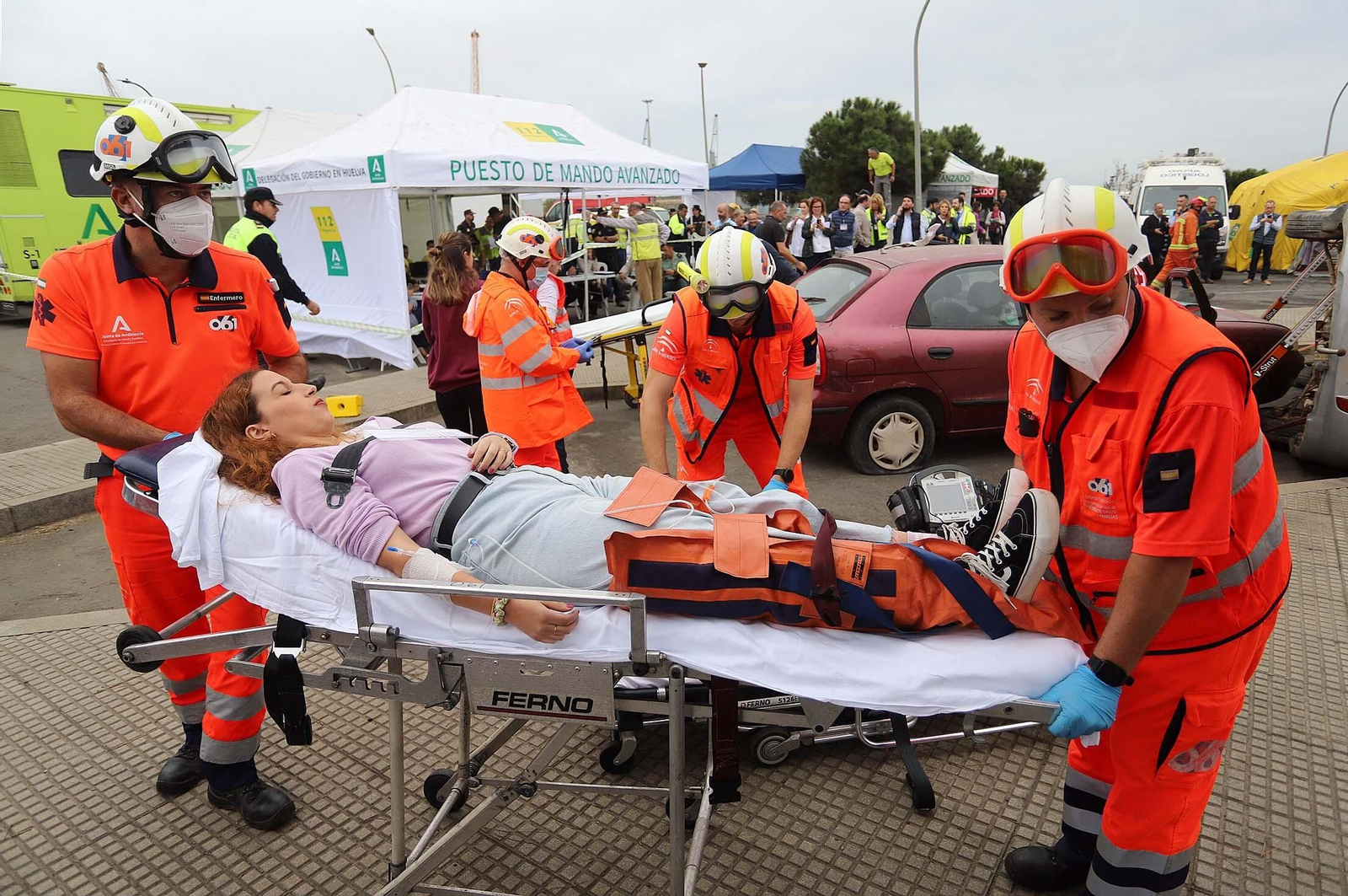 Simulacro de accidente en el Puerto de Huelva dentro del ejercicio regional RespuestA22, en imágenes