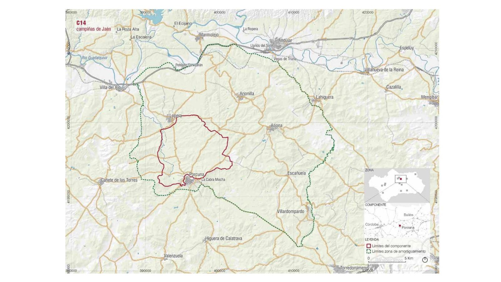 Plano de la zona C14 de la candidatura de Paisajes del Olivar a Patrimonio Mundial. Plano de la zona C14 de la candidatura de Paisajes del Olivar a Patrimonio Mundial.