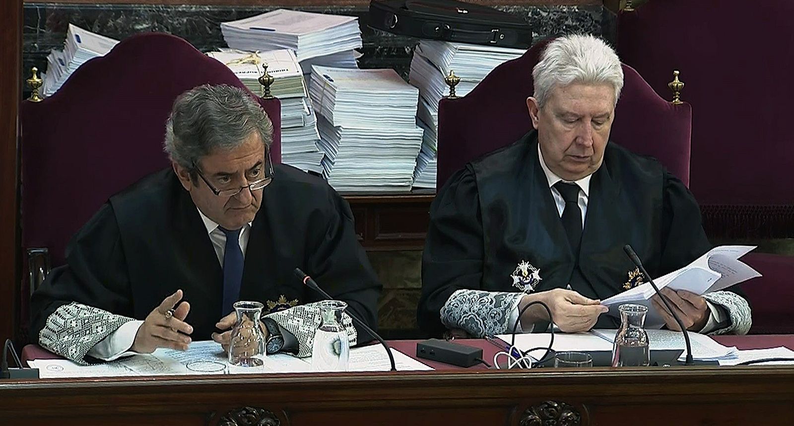 Los fiscales Javier Zaragoza  y Fidel Cadena, durante el juicio del 'procés'.