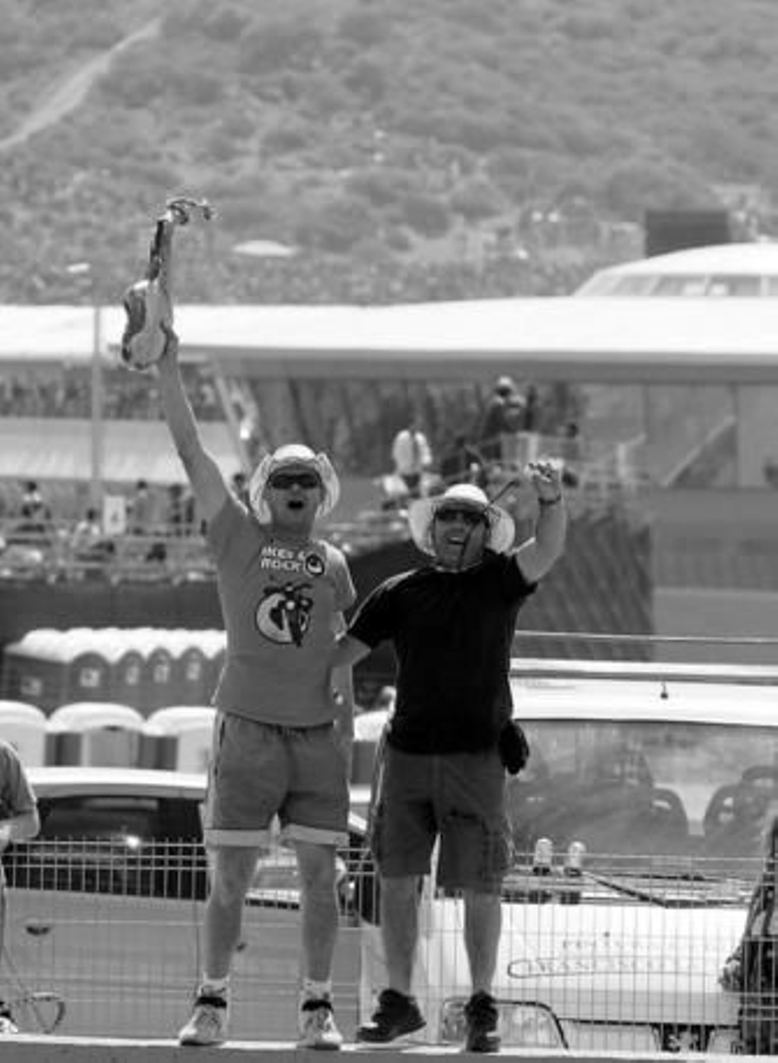 Dos moteros durante la pasada edición del Gran Premio de Motociclismo celebrado en Jerez. Dos moteros durante la pasada edición del Gran Premio de Motociclismo celebrado en Jerez.