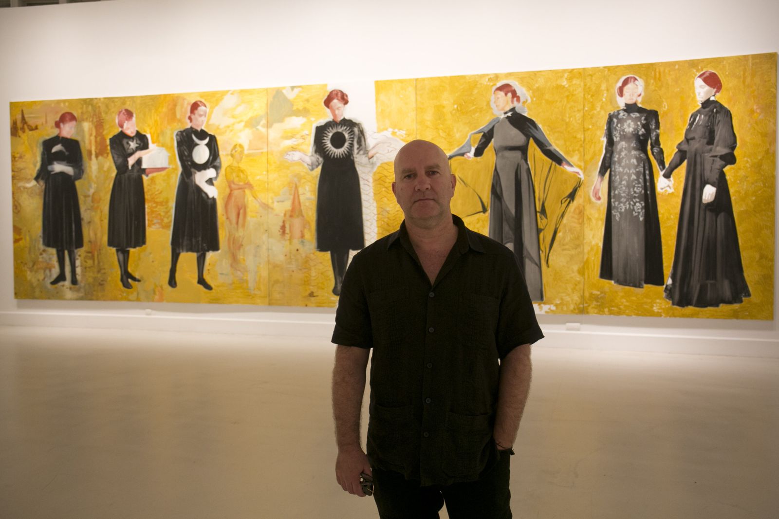 Miguel Gómez Losada, ayer, en el CAC Málaga, ante una de las obras de su exposición.