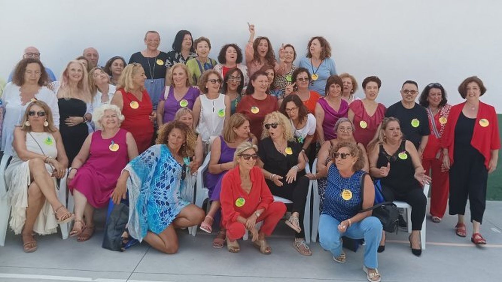 Ana Domínguez, Mari Paz García, Lola del Buey, Antonio Ortiz,  Toñi Sánchez, Carmen Cano, Ana Magariño, Antonia Osorio, Mila Ortiz, Salud Martínez, Rosa Rodríguez, María del Carmen Iglesias, Beli Lafont, Clara Novo, Manoli Vergara y Socorro Rivero, entre otros, durante el encuentro.