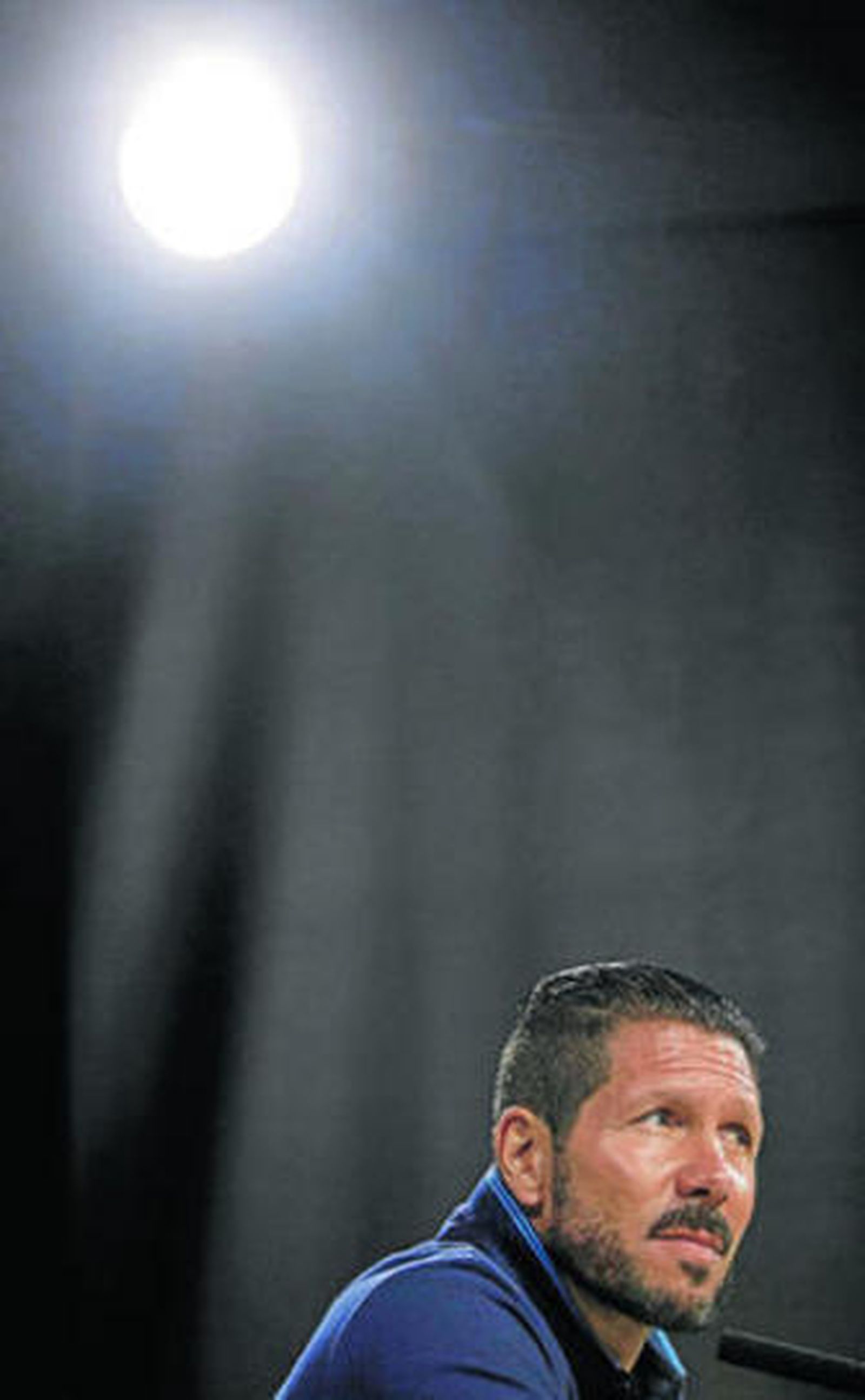 Simeone, durante la rueda de prensa previa al último derbi.