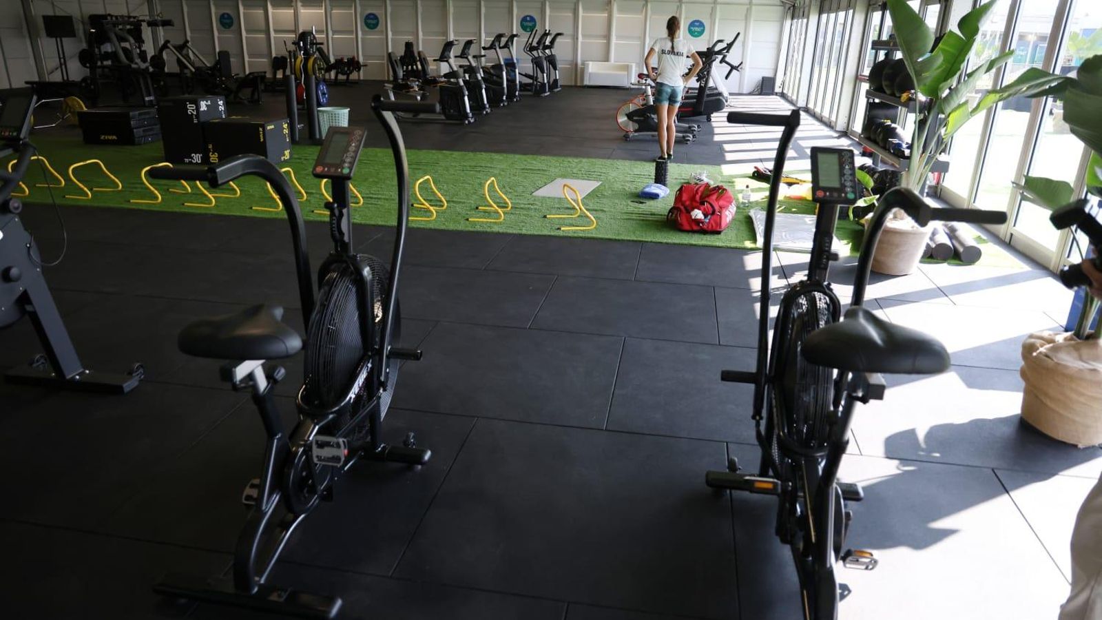 El gimnasio construido para la ocasión.