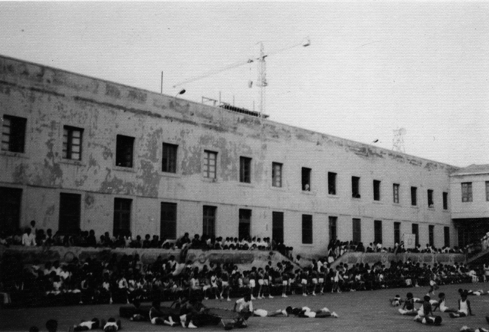 Vista general del festival de gimnasia que organizó La Salle en 1972
