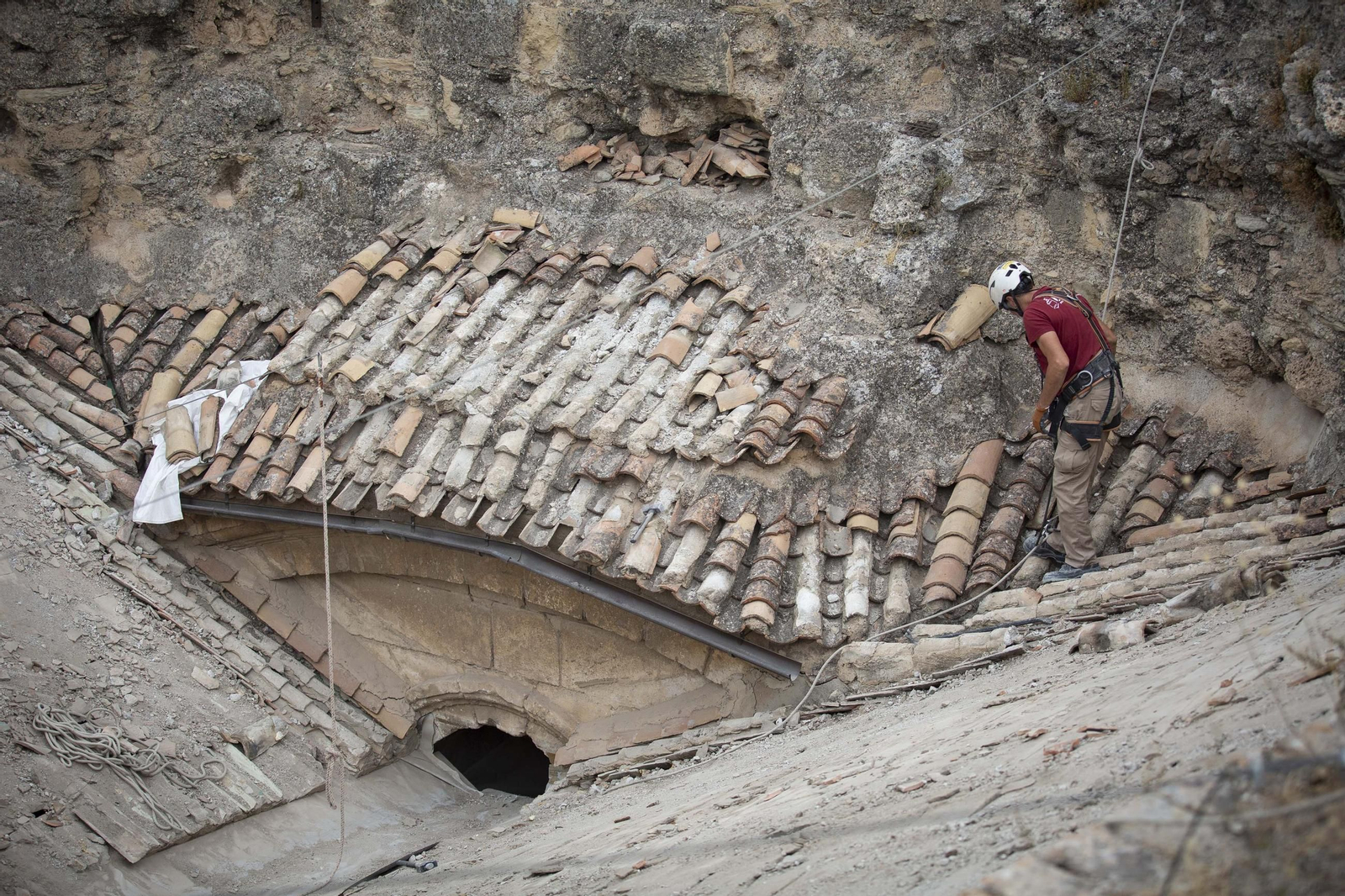 La restauración de la torre de la Catedral de Granada, desde dentro