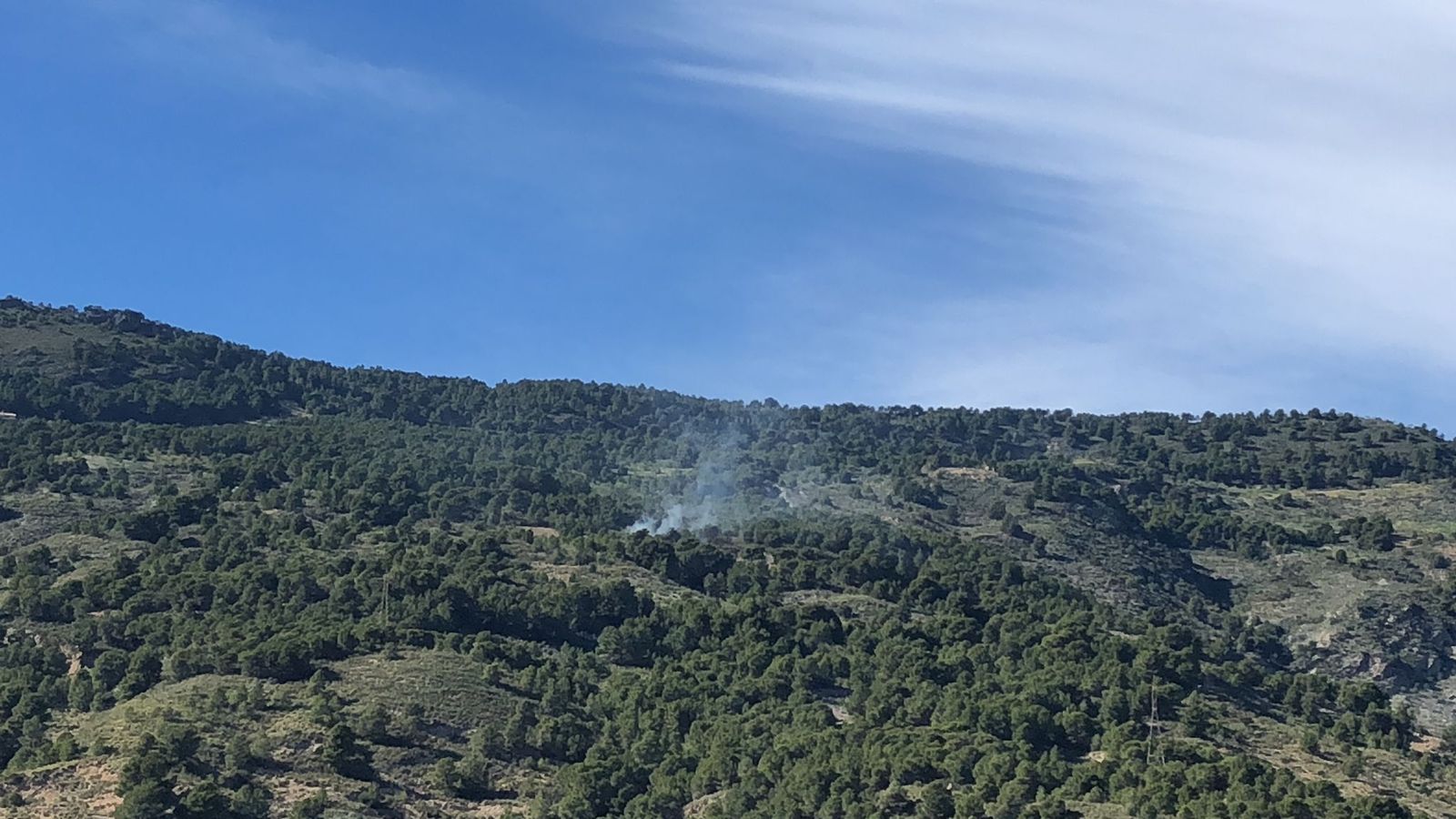 Imagen del incendio forestal declarado este lunes en Vélez de Benaudalla.