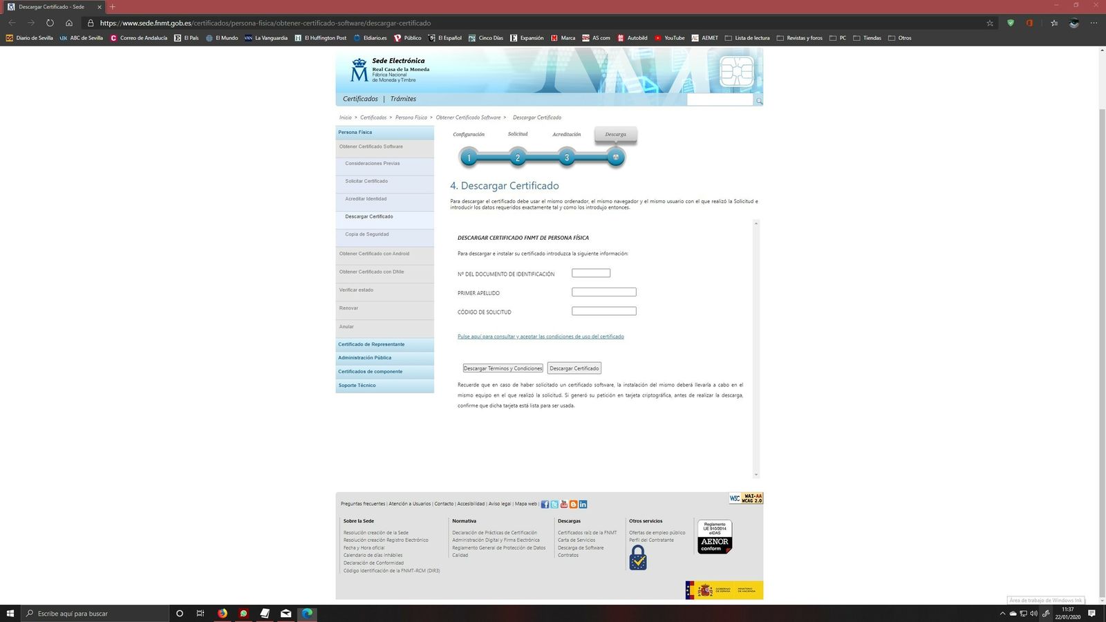Último paso para obtener el Certificado Digital