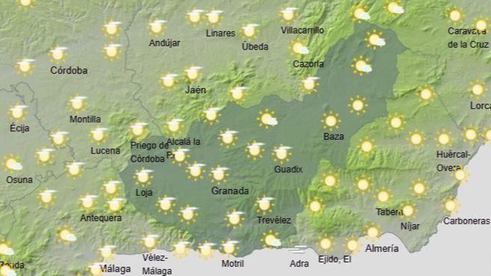 El Tiempo en Granada el 9 de diciembre de 2025