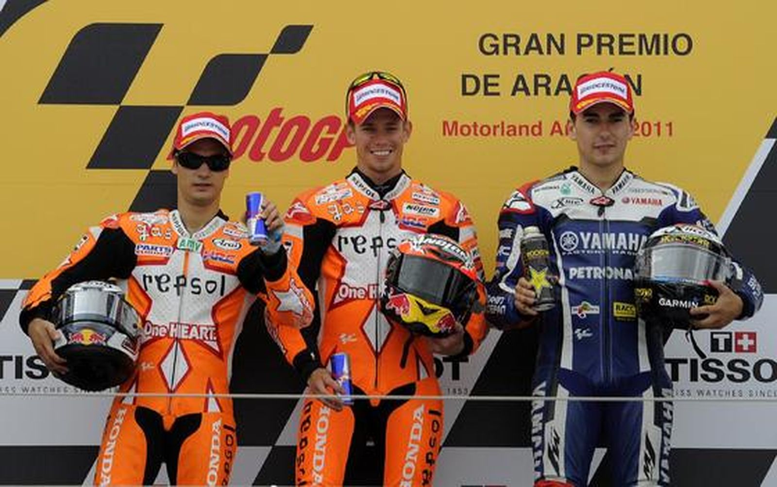 Dani Pedrosa, Casey Stoner y Jorge Lorenzo.

Foto: Reuters / Afp Photo / Efe