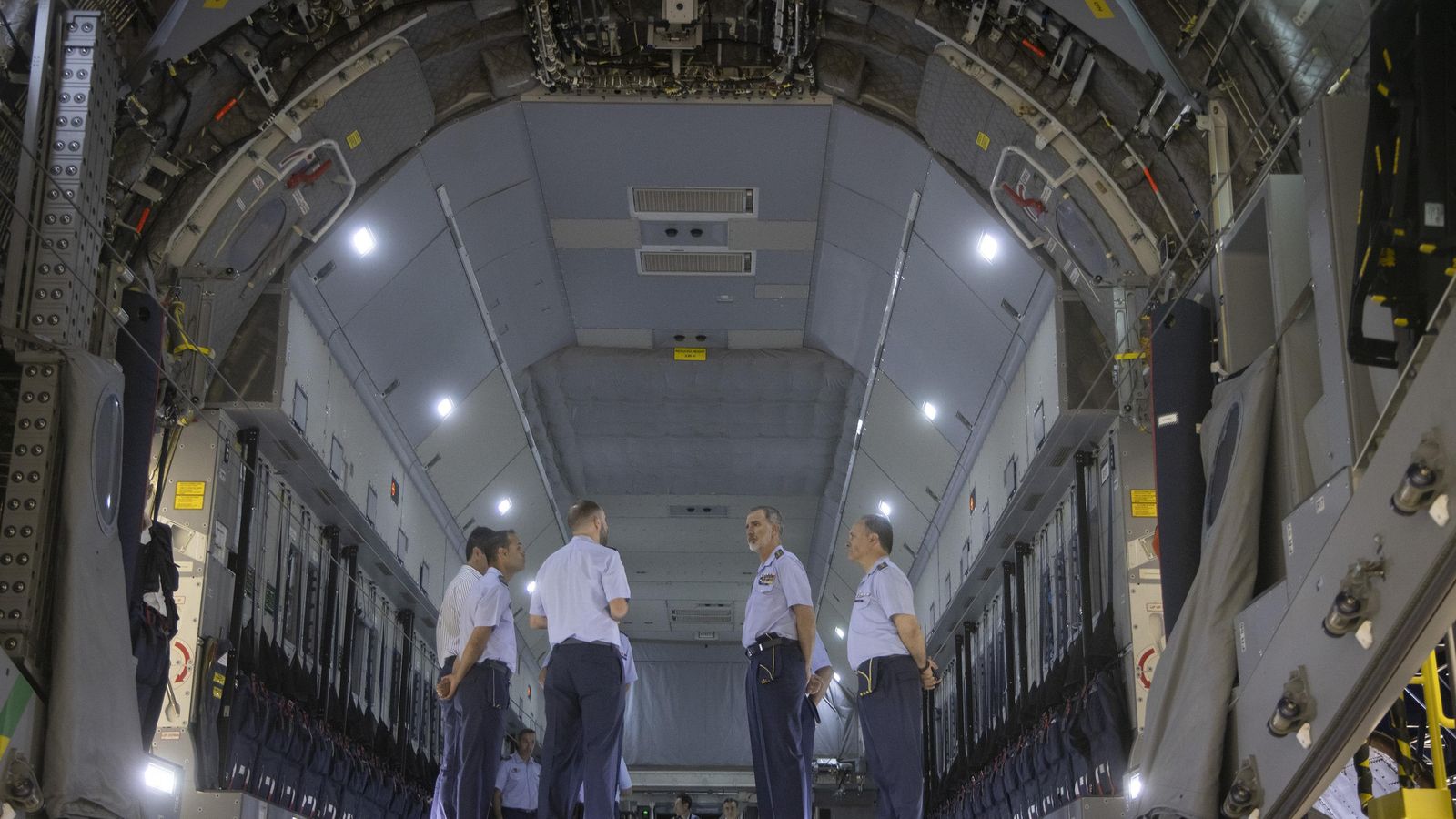 El Rey, en un A-400M actualmente en revisión.