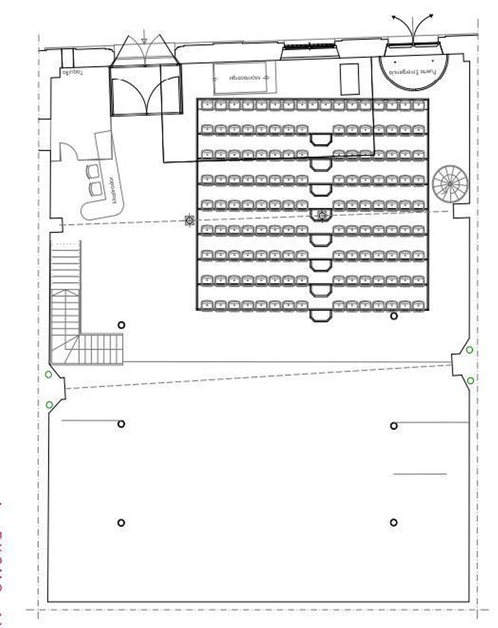 Distribución actual de la planta baja de la Sala Central Lechera de Cádiz.