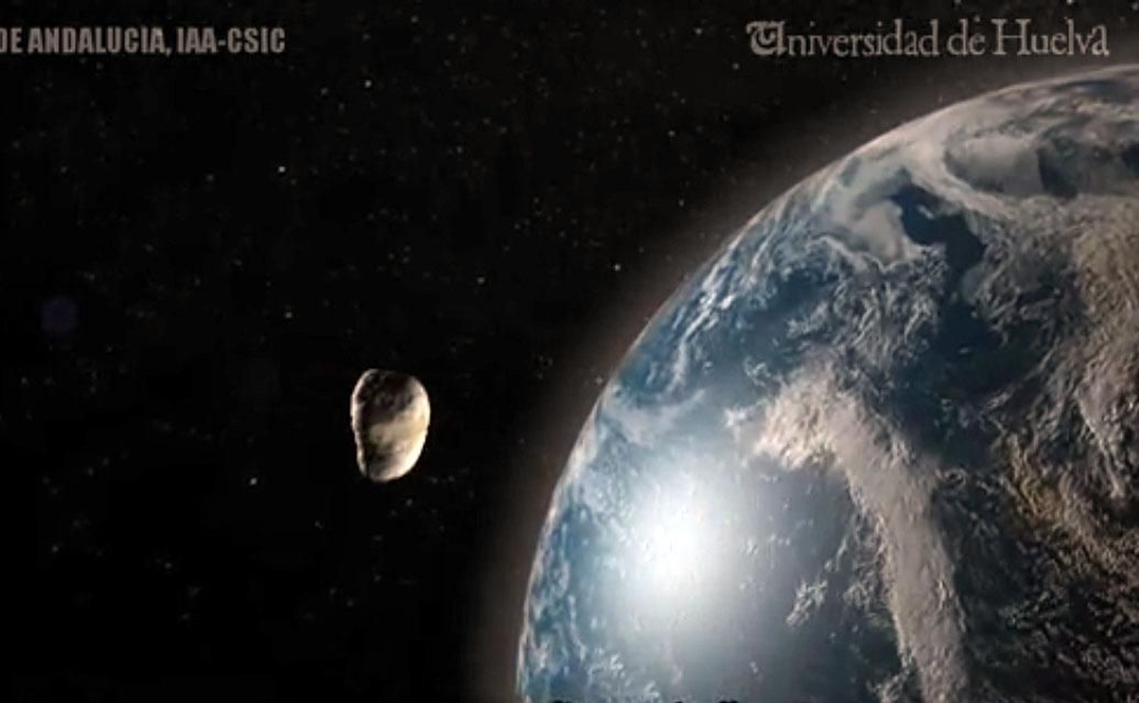 Reproducción simulada del acercamiento de un meteoroide a la atmósfera terrestre.