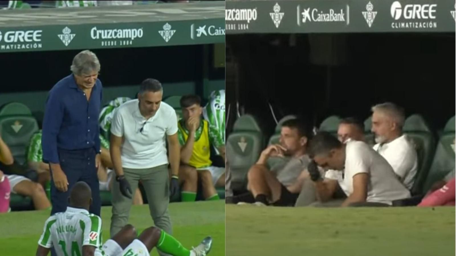 Pellegrini se queja a la izquierda y el doctor bastante contrariado a la derecha