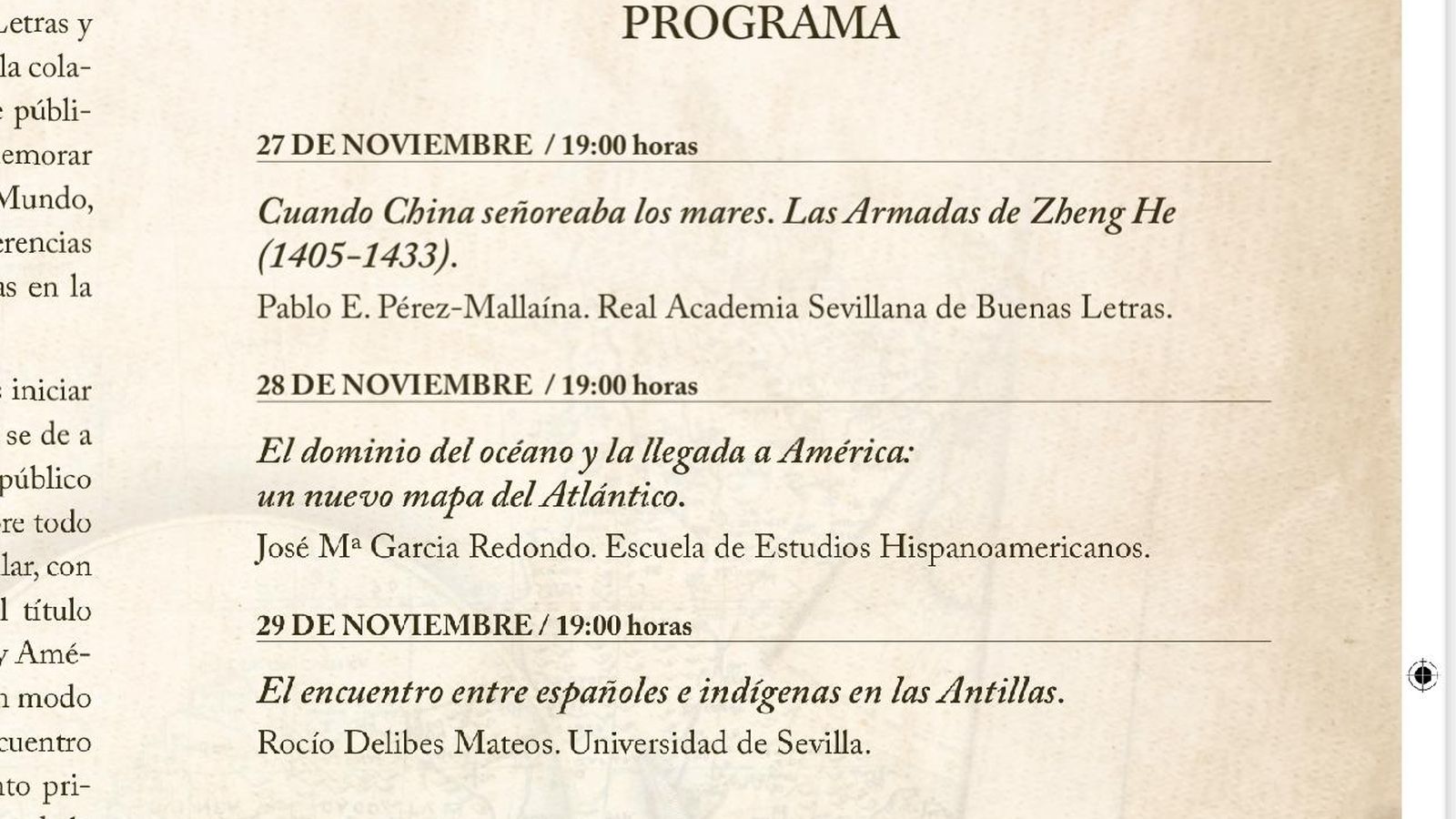 Programación de las conferencias.