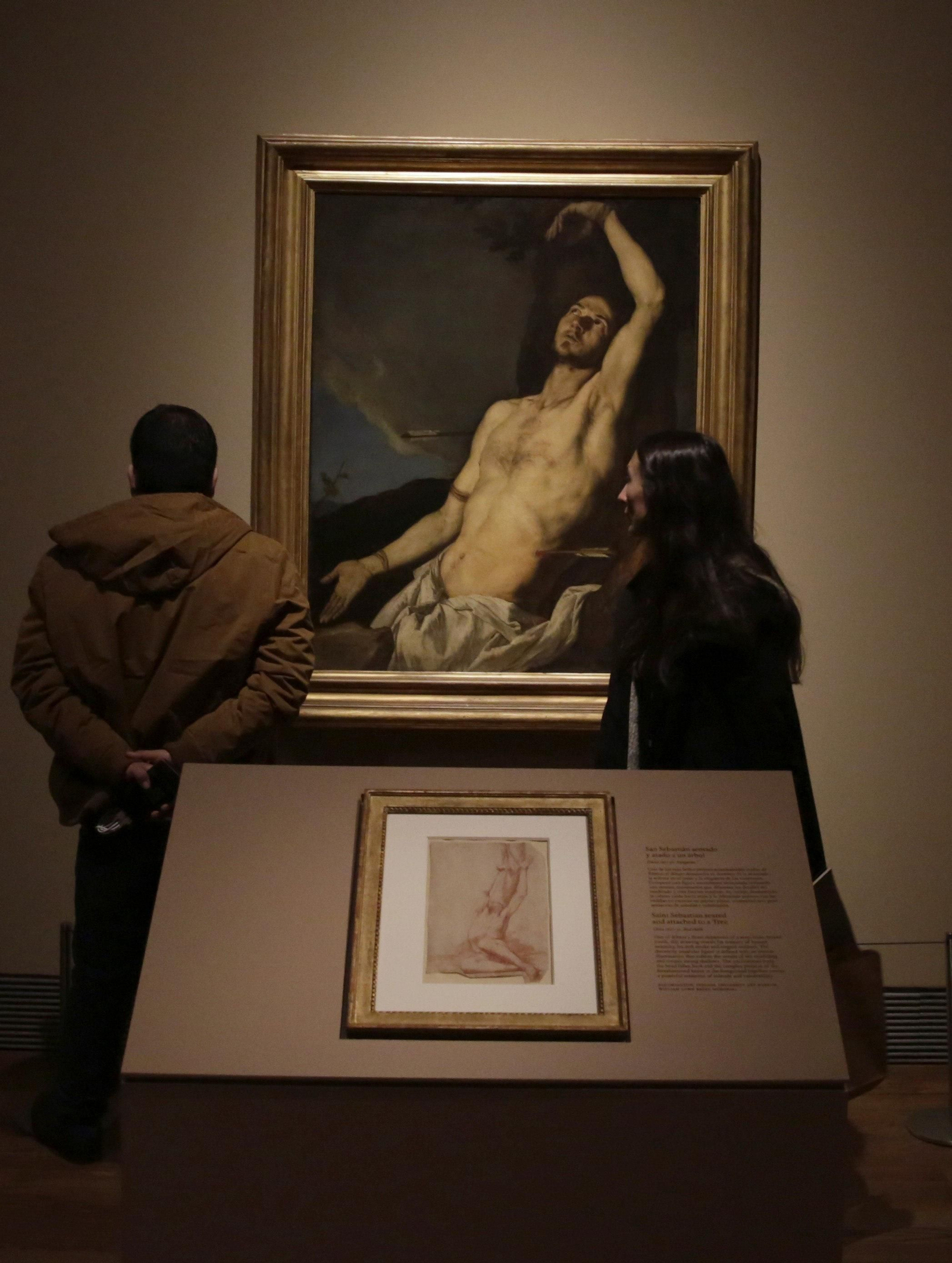 Ante el lienzo 'San Sebastián' realizada por Ribera en 1651, y un dibujo sobre el mismo tema procedente de Oxford.