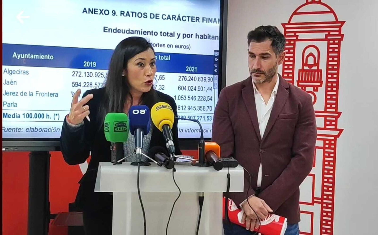 Rocío Arrabal y Fran Fernández, durante un desayuno informativo este martes.