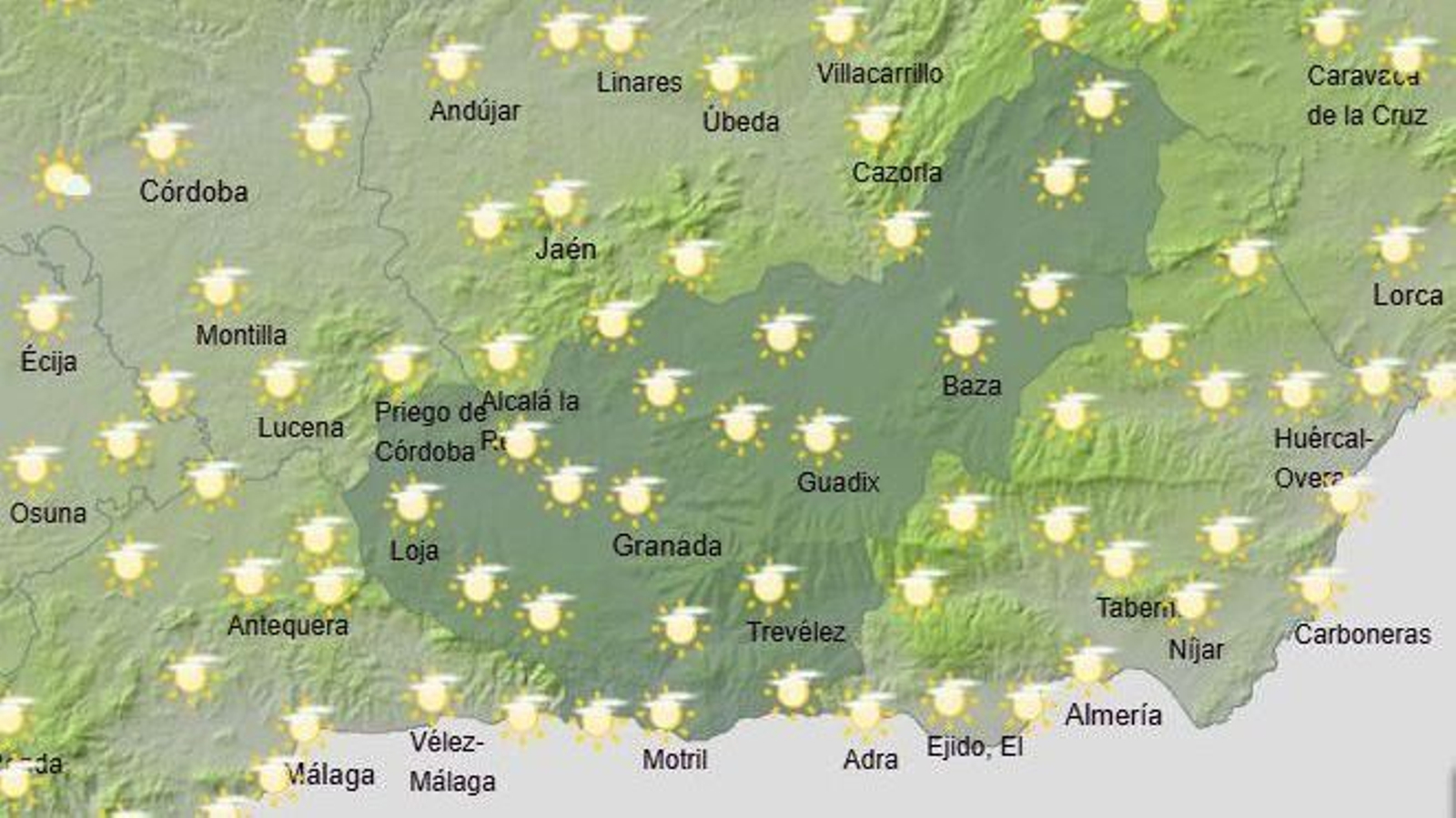 El Tiempo en Granada el primer fin de semana de octubre de 2025