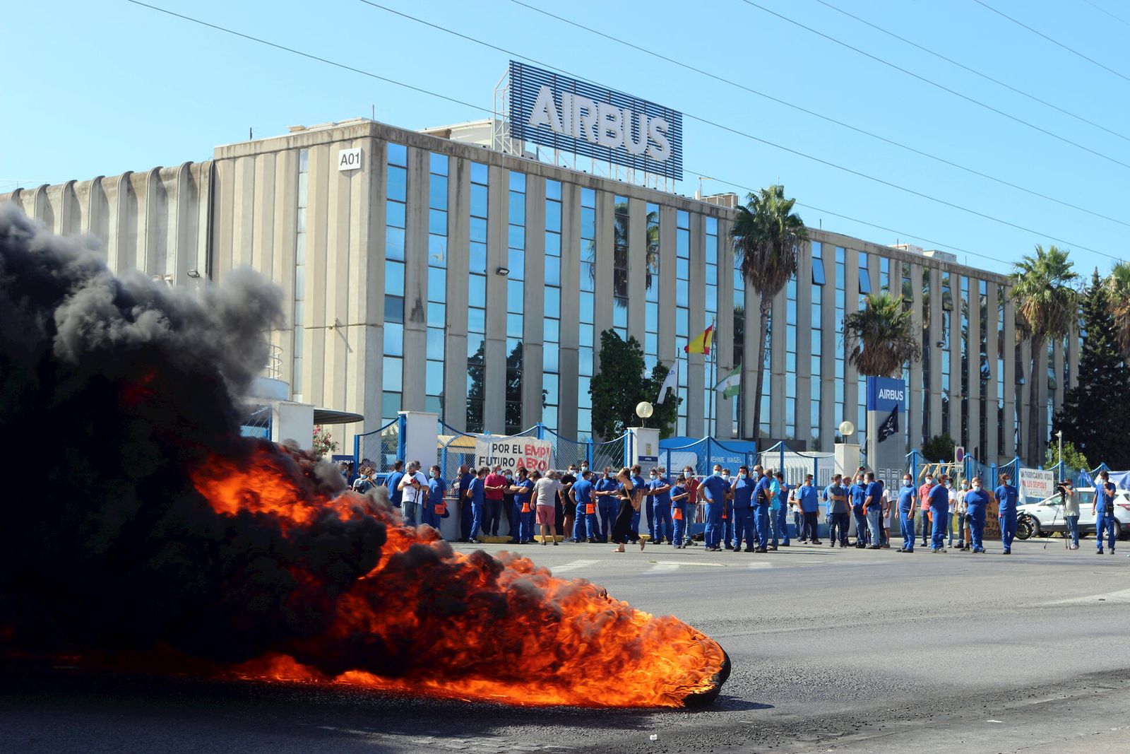 Protesta de trabajadores de Airbus Puerto Real en octubre de 2021.