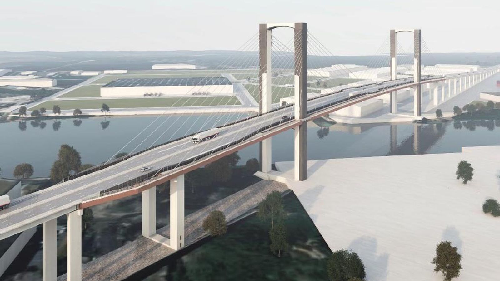 Así quedará el puente del Centenario tras la obra de los tirantes.