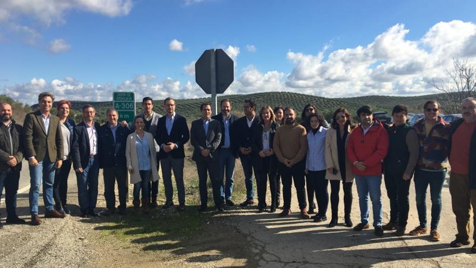 Responsables del PP, en la A-306 para prometer su conversión en autovía en plena campaña electoral andaluza en 2018