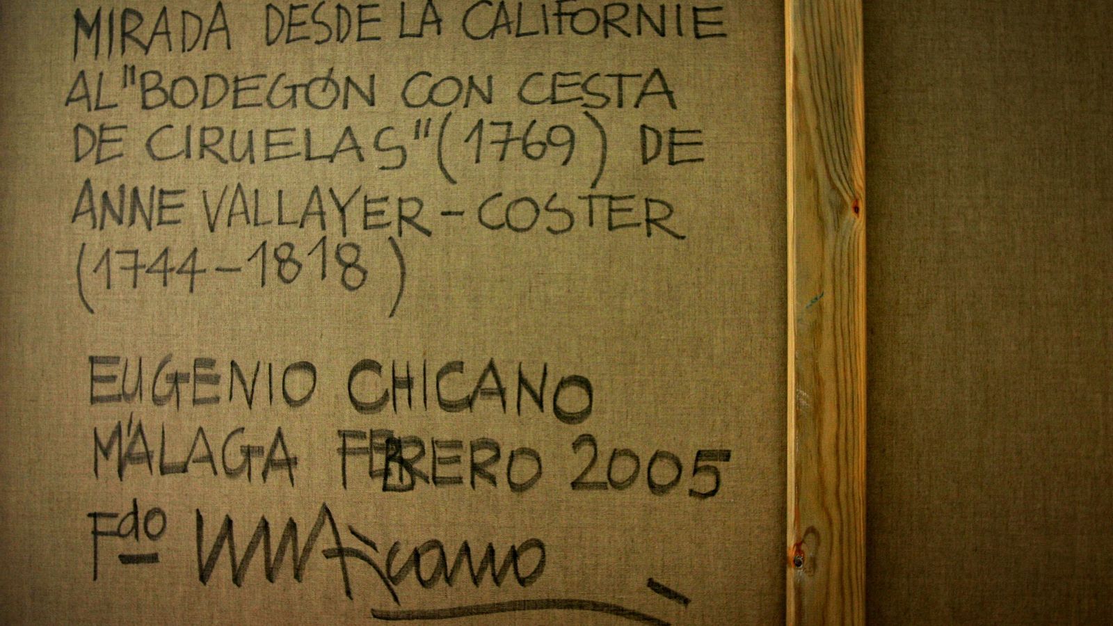 Título y firma de Chicano en uno de los cuadros incluidos en la 'Revisitación al bodegón clásico' (2005).