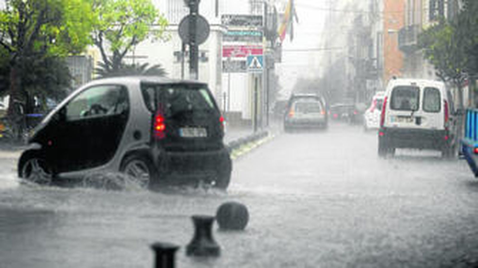 Una imagen de la tromba de agua caída en el centro de la ciudad.