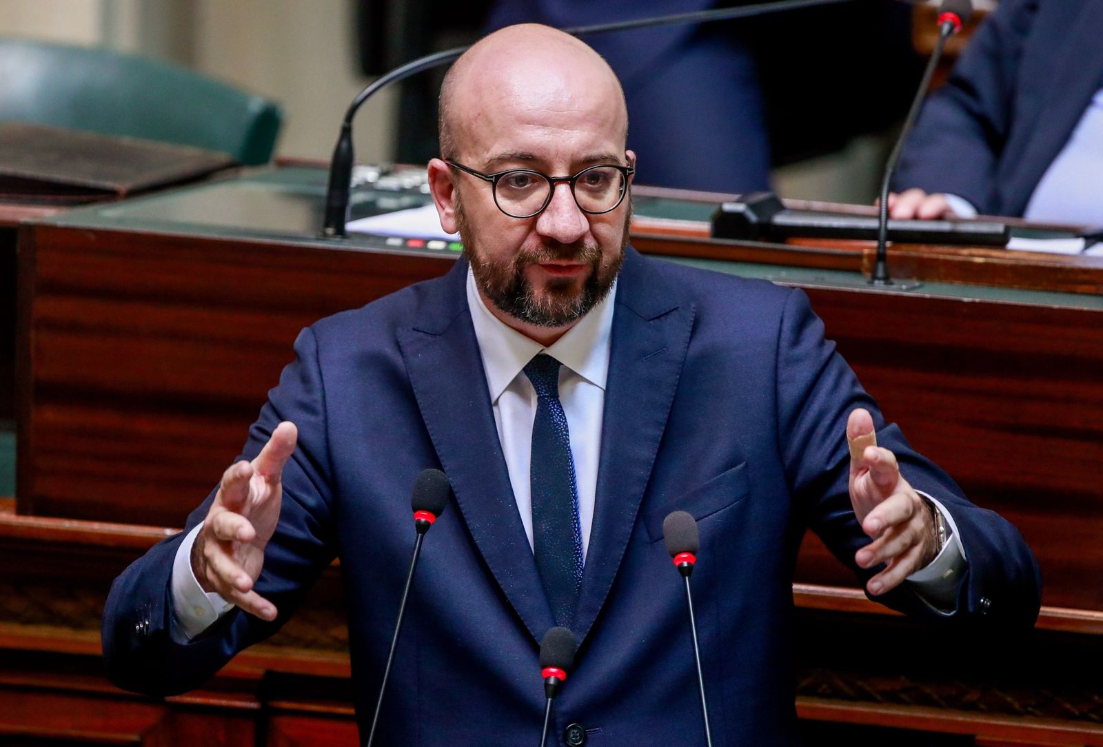 Charles Michel, durante una sesión plenaria en el Parlamento belga.