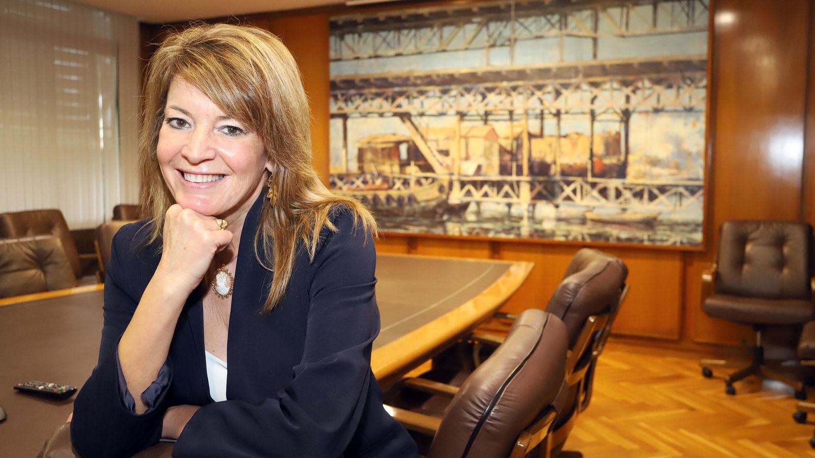 Pilar Miranda en la sede de la Autoridad Portuaria.