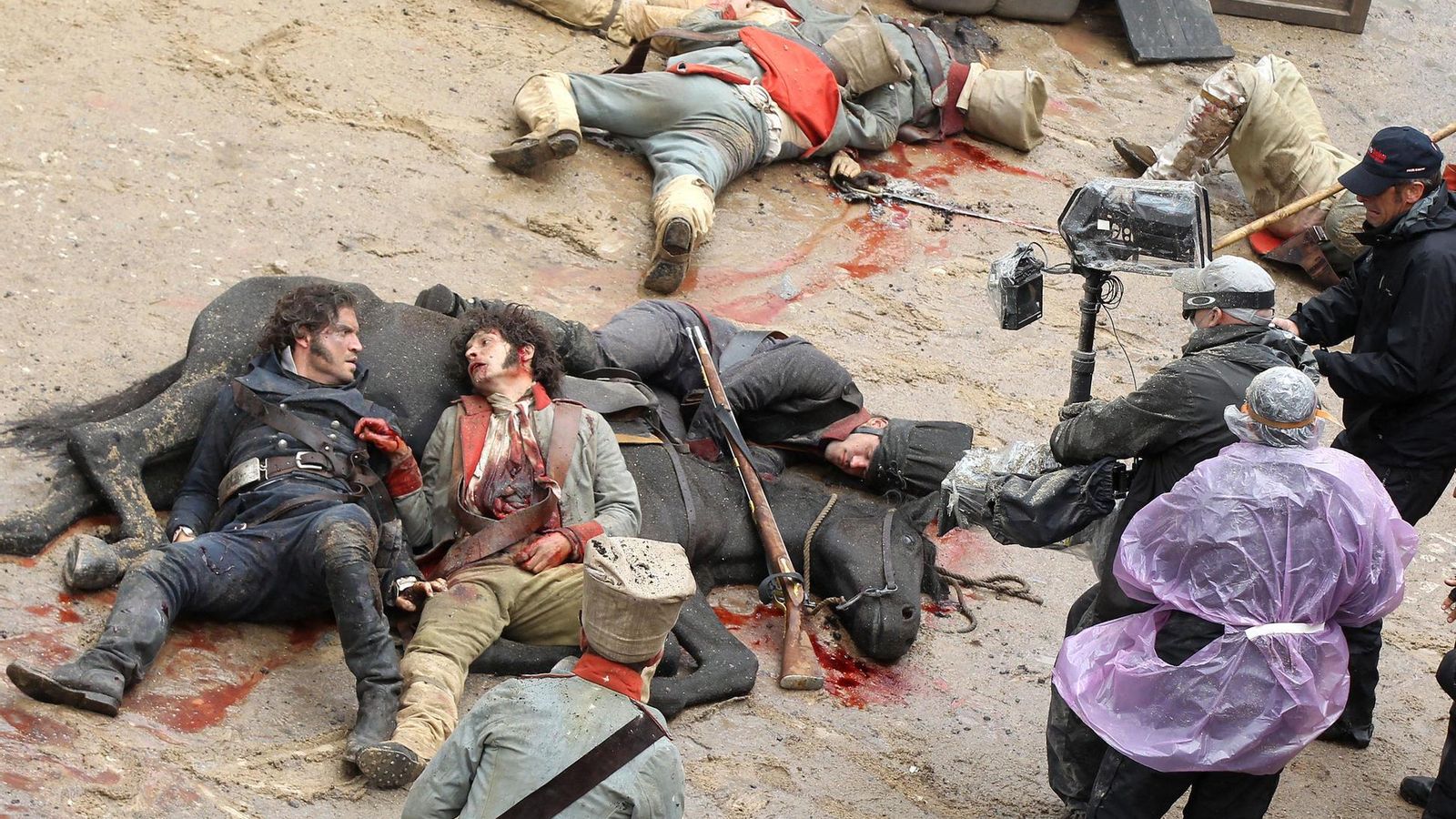 Secuencia de la película rodada en la plaza del Mercado, recreando una sangrienta batalla.