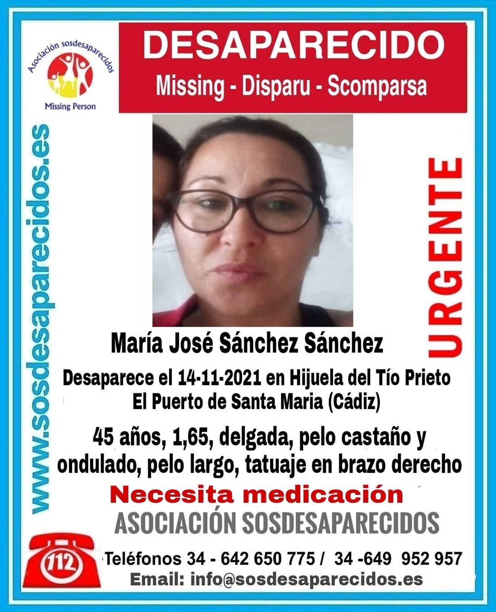 Cartel compartido por SOS Desaparecidos