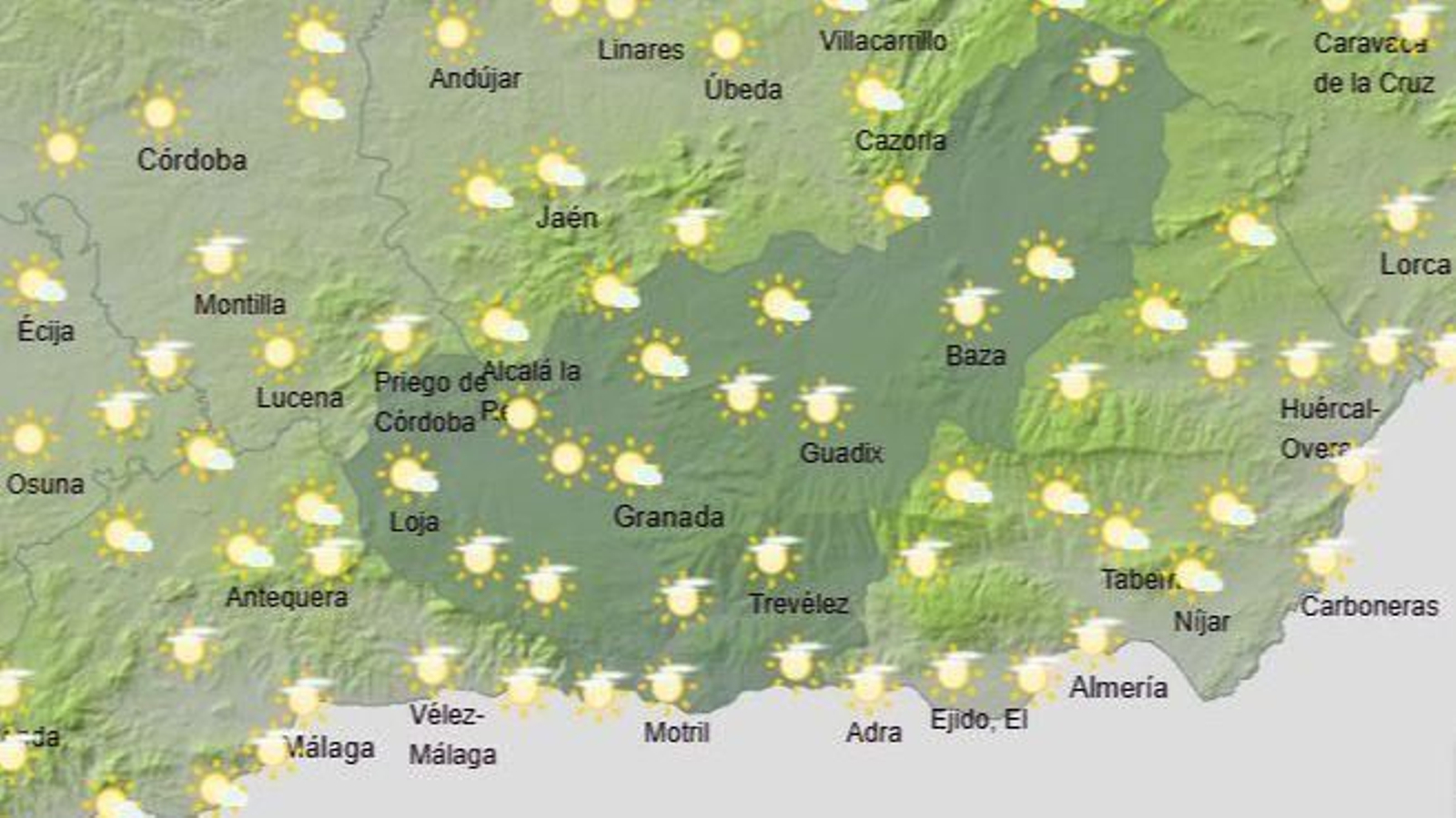 El Tiempo en Granada el 3 de octubre de 2025