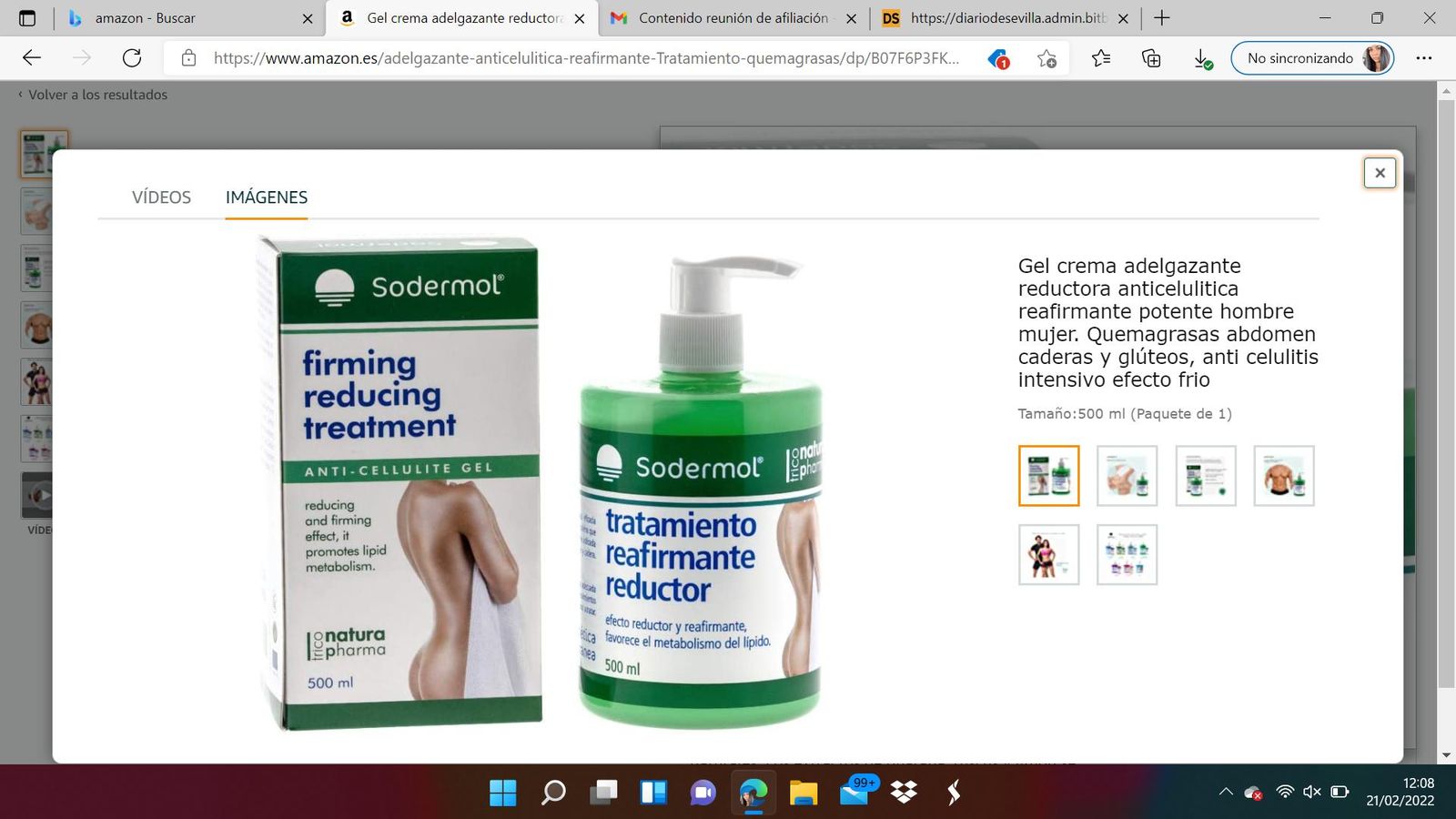 Gel crema adelgazante reductora