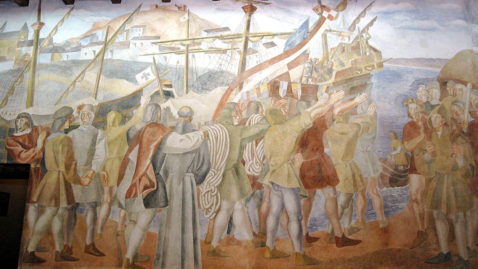 El fresco de la partida desde el puerto de Palos de la Frontera.