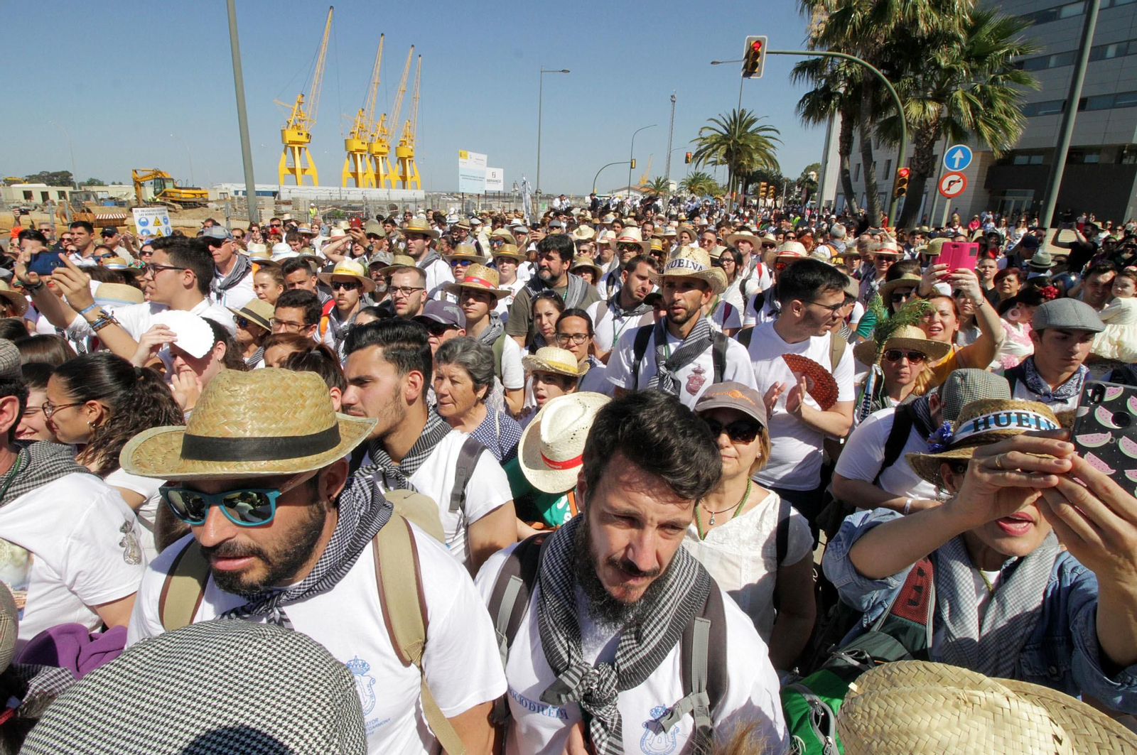 Imágenes de la caballería y peregrinos de la Hermandad del Rocío de Huelva