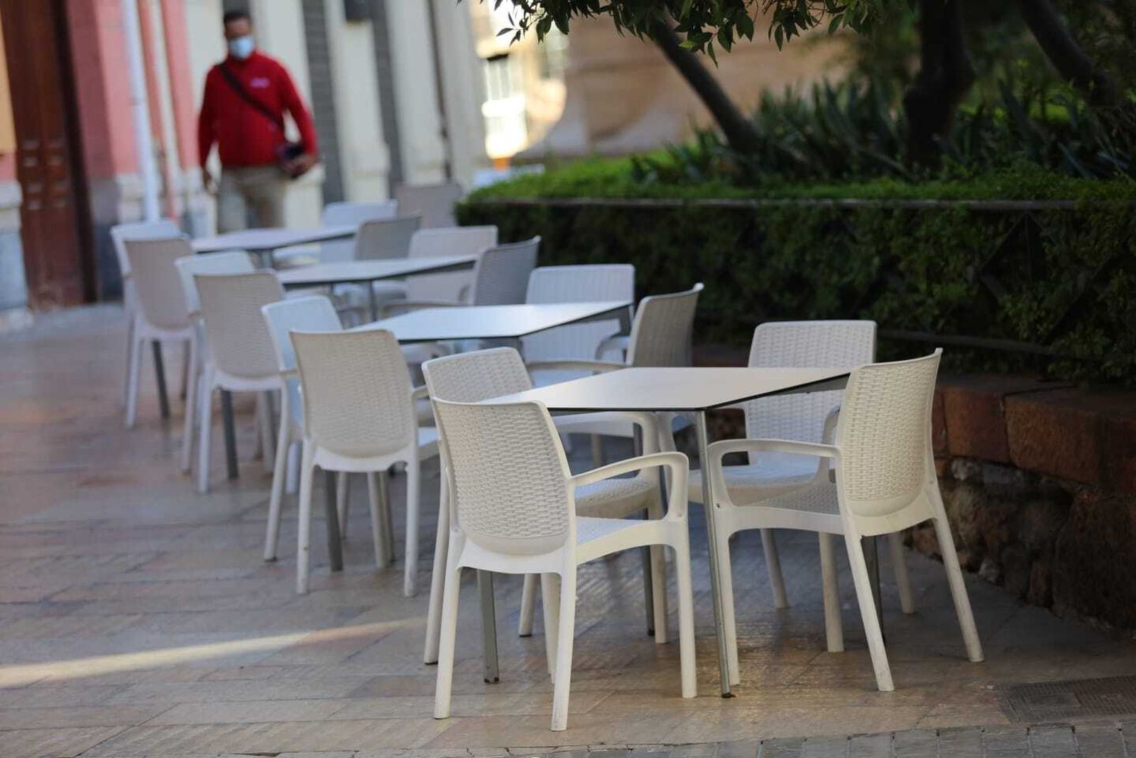 Una terraza vacía en Málaga