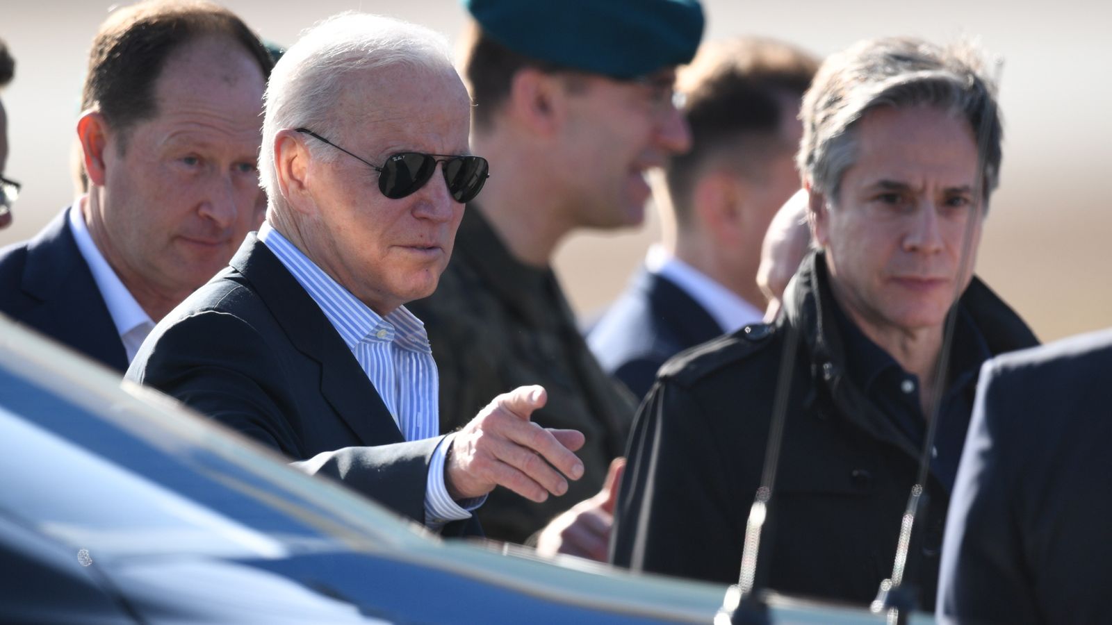 Joe Biden llega a Polonia, acompañado de Anthony Blinken.