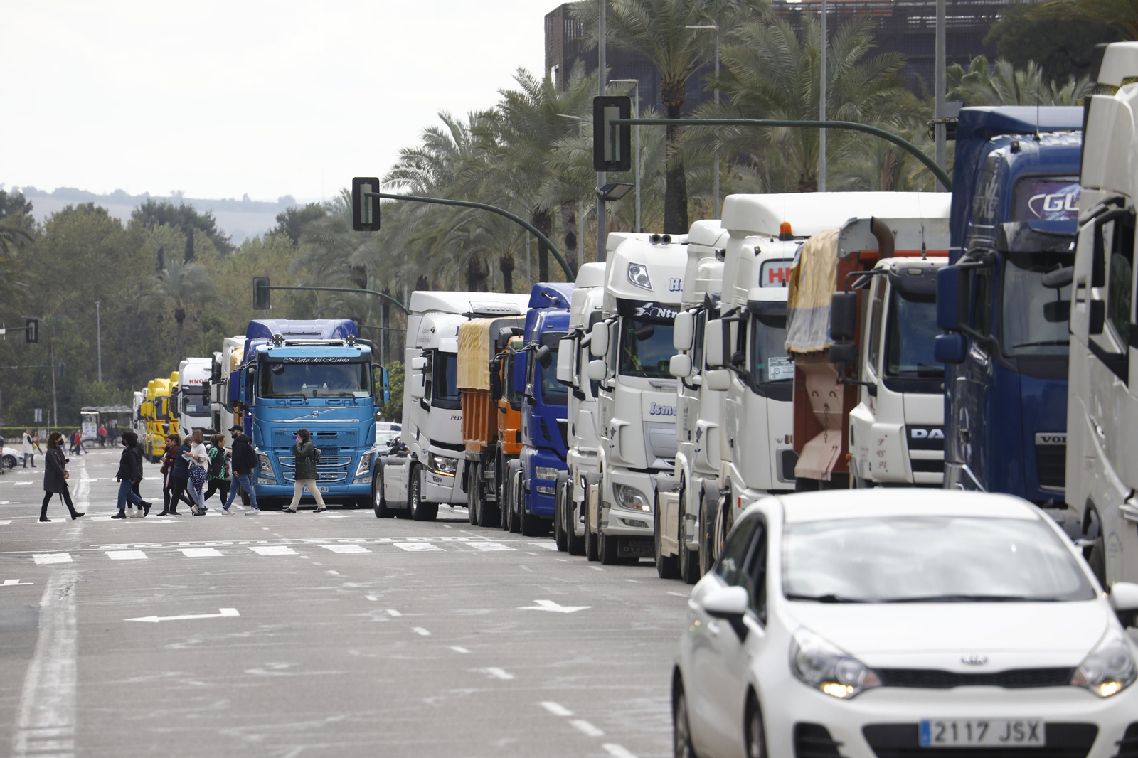 Los transportistas colapsan el centro de Córdoba, en imágenes