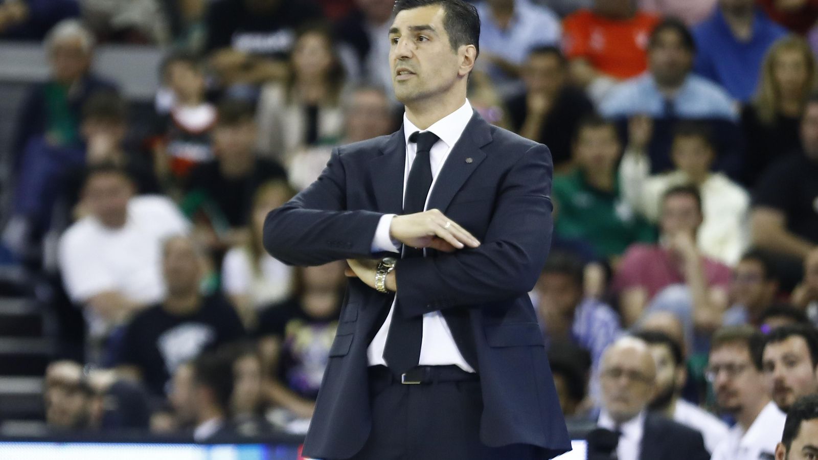Pablo Pin durante el encuentro ante el Barça en el Palacio de Deportes.