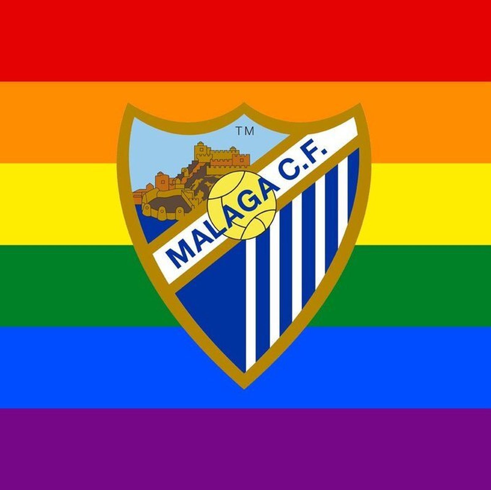 Escudo del Málaga en el Día del Orgullo.