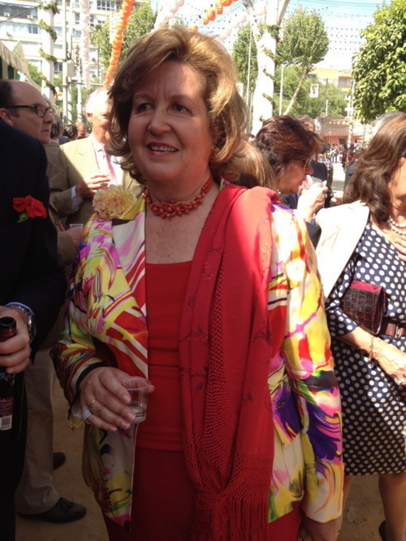 Isabel Cobo, en la recepción de una caseta de la Feria de Abril.