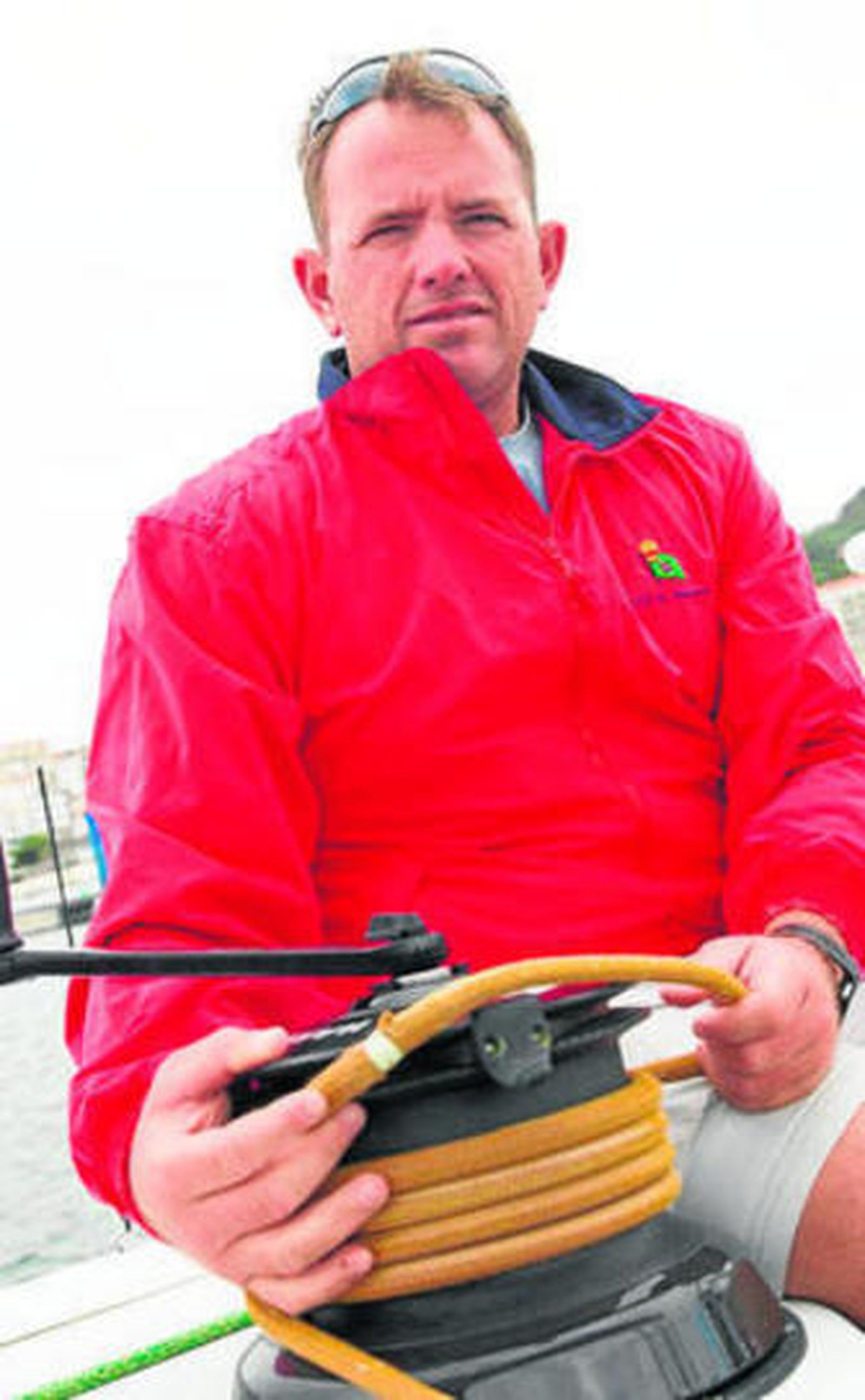 Rafa Trujillo, en el barco español.