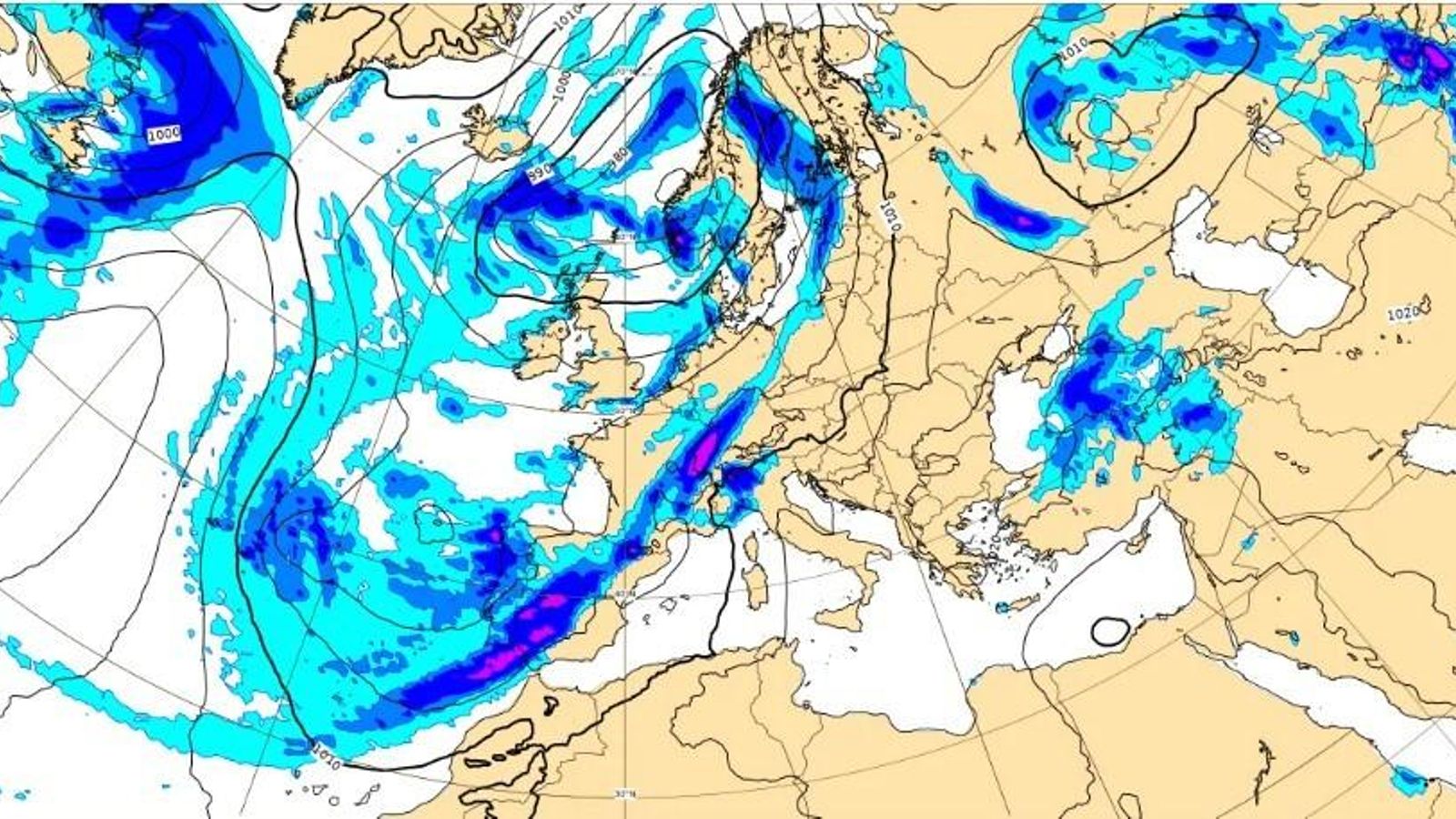 Mapa que ilustra el riesgo de lluvias para el Jueves Santo.