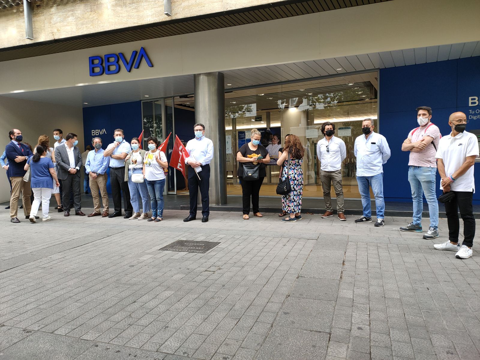 Protesta en la sede de BBVA de Gran Capitán.